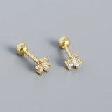Flower Stud Earrings 925 Sterling Silver Piercing Jewelry