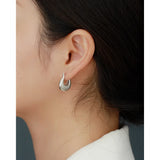 U-shaped Silver Hoop Earrings Heavy Metal Fine Jewelry