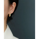 U-shaped Silver Hoop Earrings Heavy Metal Fine Jewelry