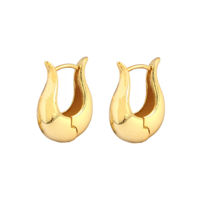U-shaped Silver Hoop Earrings Heavy Metal Fine Jewelry