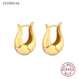 U-shaped Silver Hoop Earrings Heavy Metal Fine Jewelry
