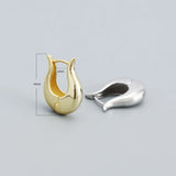 U-shaped Silver Hoop Earrings Heavy Metal Fine Jewelry