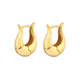 U-shaped Silver Hoop Earrings Heavy Metal Fine Jewelry