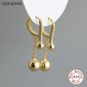 Punk 925 Sterling Silver Tassel Round Beads Drop Earrings Women