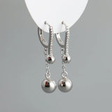 Punk 925 Sterling Silver Tassel Round Beads Drop Earrings Women