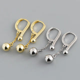 Punk 925 Sterling Silver Tassel Round Beads Drop Earrings Women