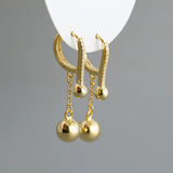 Punk 925 Sterling Silver Tassel Round Beads Drop Earrings Women