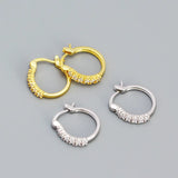 Punk Rock 925 Silver Hoop Earrings Crystal Zircon Round Circle Earrings