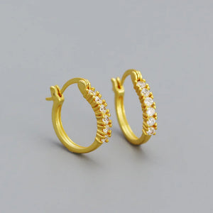 Punk Rock 925 Silver Hoop Earrings Crystal Zircon Round Circle Earrings