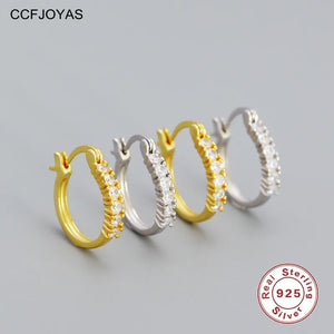 Punk Rock 925 Silver Hoop Earrings Crystal Zircon Round Circle Earrings