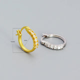 Punk Rock 925 Silver Hoop Earrings Crystal Zircon Round Circle Earrings