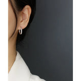 Punk Rock 925 Silver Hoop Earrings Crystal Zircon Round Circle Earrings