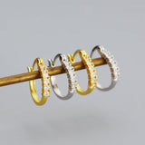 Punk Rock 925 Silver Hoop Earrings Crystal Zircon Round Circle Earrings