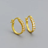 Punk Rock 925 Silver Hoop Earrings Crystal Zircon Round Circle Earrings