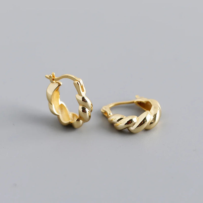 Punk Rock 925 Sterling Silver Hoop Earrings for Women