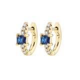 Square Zircon Earrings 925 Silver Small Hoop Fine Jewelry
