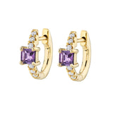 Square Zircon Earrings 925 Silver Small Hoop Fine Jewelry