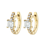 Square Zircon Earrings 925 Silver Small Hoop Fine Jewelry