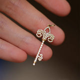 S925 Sterling Silver Key Zircon Pendant Necklace Women Sweater Chain