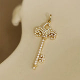 S925 Sterling Silver Key Zircon Pendant Necklace Women Sweater Chain
