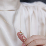 S925 Sterling Silver Key Zircon Pendant Necklace Women Sweater Chain
