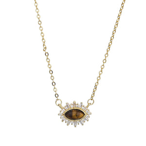 Tiger Eye 925 Sterling Silver Pendant Necklace