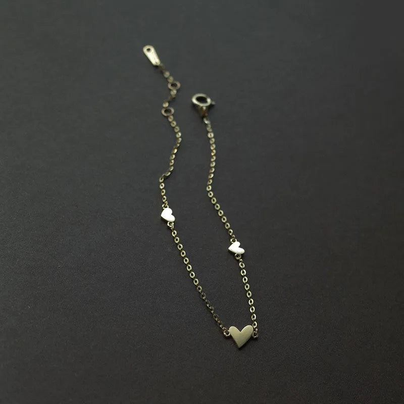 925 Sterling Silver Chain Bracelets for Women Three Hearts Style