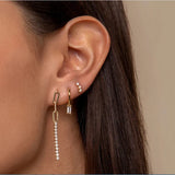 Zircon Small Hoop Earrings 925 Sterling Silver Cross Shape