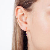 Zircon Small Hoop Earrings 925 Sterling Silver Cross Shape