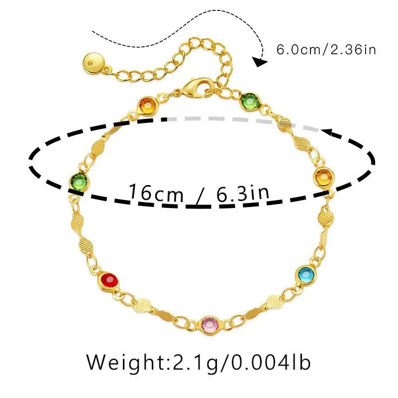Colorful Rhinestone Bracelet Bangles for Women Plated 18 K Pulseras
