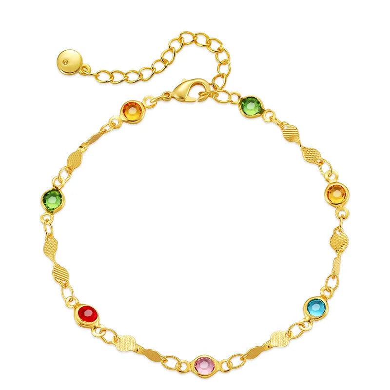 Colorful Rhinestone Bracelet Bangles for Women Plated 18 K Pulseras