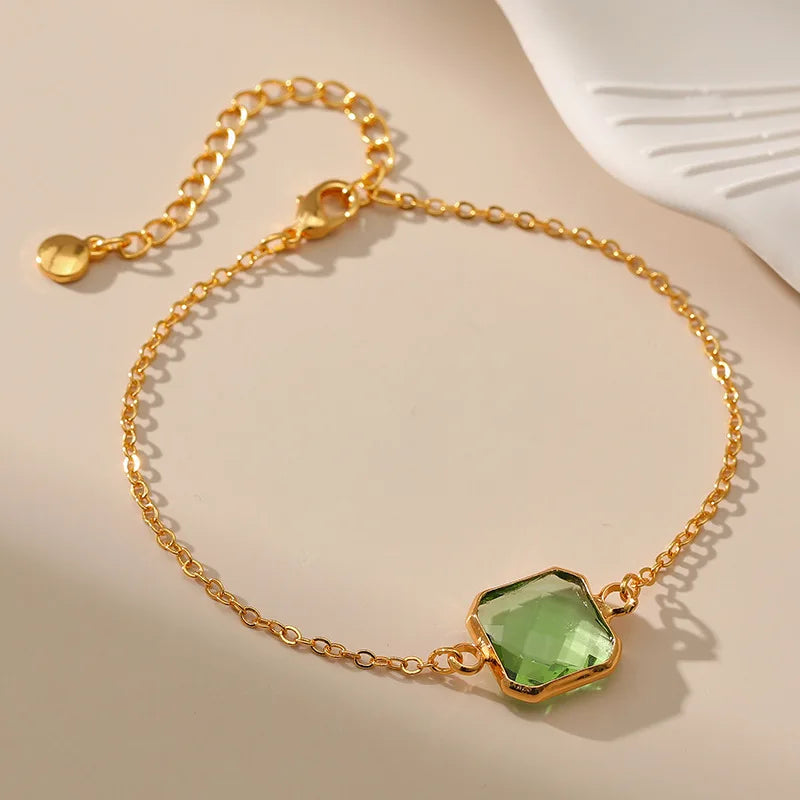 Multi-color Rhinestone Bracelet 18K Plated Minimalist Girl Gift