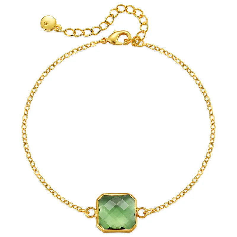 Multi-color Rhinestone Bracelet 18K Plated Minimalist Girl Gift