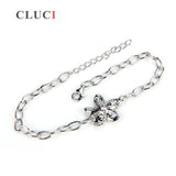 CCLUCI 925 Silver Five Flower Pearl Bracelet Mounting