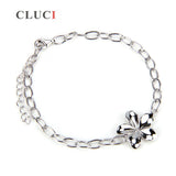 CCLUCI 925 Silver Five Flower Pearl Bracelet Mounting