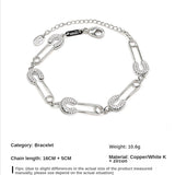 Zircon Silver Bracelet for Women, Elegant Cuba Chains