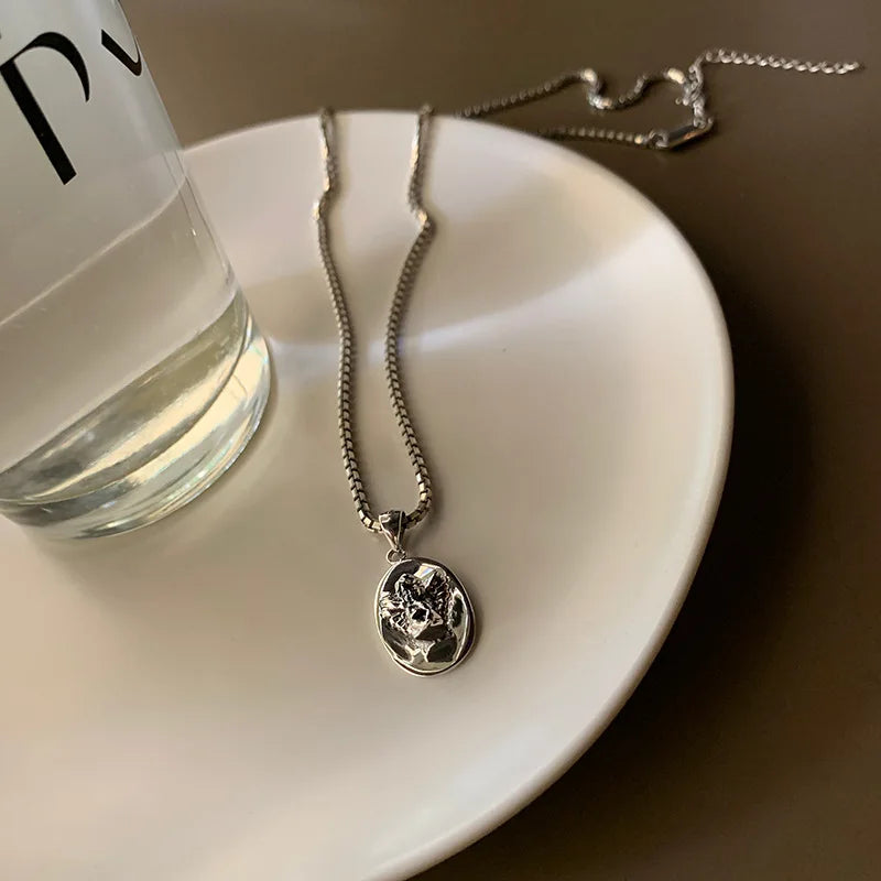 925 Silver Angel Pendant Necklace for Women Clavicle Chain Fine Jewelry