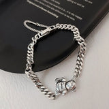 925 Silver Bracelet Women Bear Pendant Double Sided