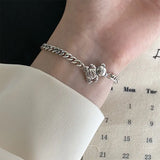925 Silver Bracelet Women Bear Pendant Double Sided