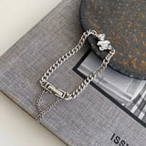 925 Silver Bracelet Women Bear Pendant Double Sided