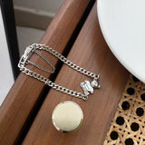925 Silver Bracelet Women Bear Pendant Double Sided