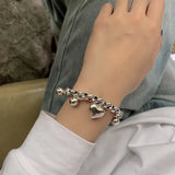 925 Silver Bracelet String of Beads Sweet LOVE Heart Jewelry