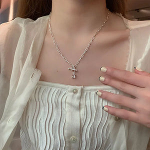 925 Silver Necklace Women CZ Pendant Fine Jewelry Party Accessory