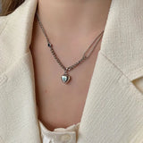 Heart Pendant Necklace 925 Sterling Silver Splicing Chain