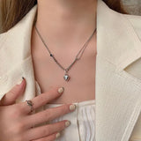 Heart Pendant Necklace 925 Sterling Silver Splicing Chain