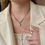 Heart Pendant Necklace 925 Sterling Silver Splicing Chain