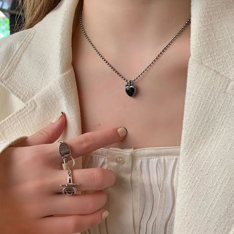 925 Silver Heart Pendant Necklace Vintage Fine Jewelry