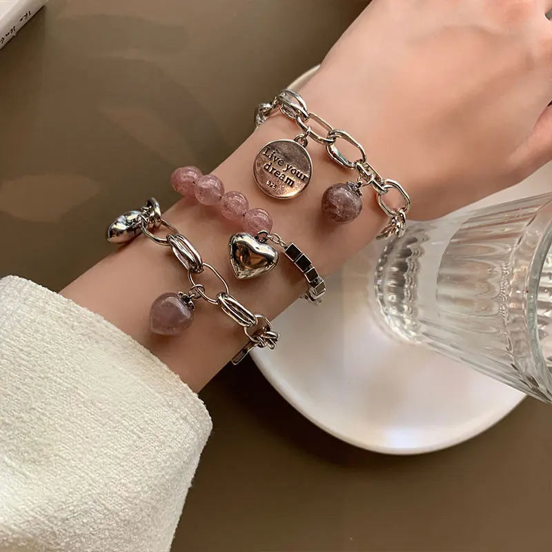 925 Silver Strawberry Crystal Bracelet Vintage Fine Jewelry