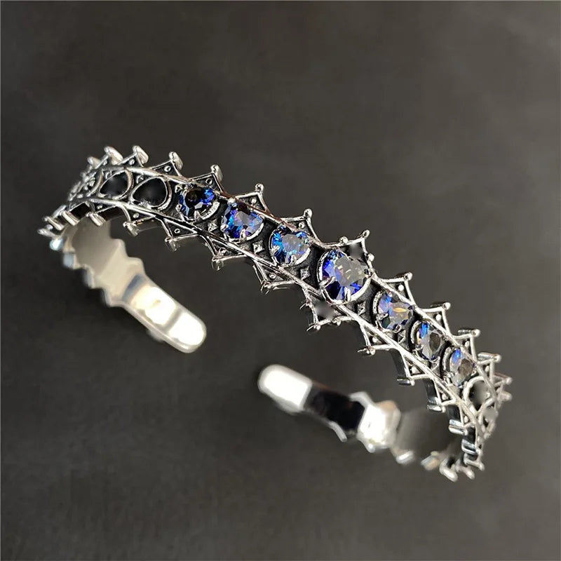 CZ Crown Cuff Bangle Bracelet for Women Wedding Party Jewelry