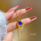 Temperature Control Gems Phoenix Pendant Necklace for Women